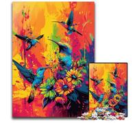 Puzzle 1000 pièces pour Adultes Fleurs et Oiseaux colorés Puzzles Difficiles pour Adultes Jeu Familial interactif, défi cérébral, Jouet éducatif 50x75cm/19,68x29,52 Pouces