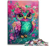 Puzzle 1000 pièces pour Adultes Fleurs Hibou Difficile Difficile Cadeaux pour Les Amis et la Famille Convient pour Et 14 26x38cm