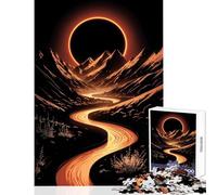 Puzzle 1000 pièces pour Adultes Fleuve Orange à Travers Les Montagnes avec éclipse Décoration Murale Cadeau pour Femmes et Hommes Jeu Relaxant Collection d'artistes Beaux-Arts Format 38x52cm