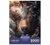 Puzzle 1000 Pièces pour Adultes Floral Bear Puzzles pour Adultes - Décoration Murale - Niveau De Difficulté : Difficile, Très Difficile Et Stimulant 52x38cm/1000pcs