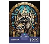 Puzzle 1000 Pièces pour Adultes Folklore Raccoon Puzzle pour Adultes Jeu Manuel Décoration Murale pour Les Joueurs 38x26cm/1000pcs