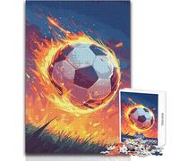 Puzzle 1000 pièces pour Adultes - Football enflammé - Apaisant et Relaxant - Jeu de précision - Dimensions:50x75cm
