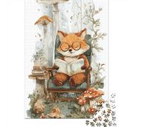 Puzzle 1000 Pièces pour Adultes Forest Fox Reading Book Puzzle Adulte - Jeux Relaxants - Course De Vitesse Manuelle - Cadeau d'anniversaire Unique 52x38cm/1000pcs