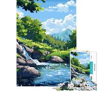 Puzzle 1000 pièces pour Adultes Forest River Pixel Art Zen Jeu intellectuel éducatif Jeu de Course Manuelle Cadeau pour Femmes et Hommes (Taille 38x52cm)