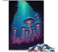 Puzzle 1000 pièces pour Adultes Forêts de Champignons psychédéliques en Bois, décoration Artistique DIY Parfaite ou Cadeau d'anniversaire 50x75cm pour Anniversaires, Vacances et Occasions spéciales
