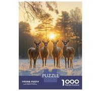 Puzzle 1000 Pièces pour Adultes Four Deer at Sunset Puzzle Adulte, Jouet, Décoration Murale, Cadeau d'anniversaire Unique 38x26cm/1000pcs