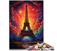 Puzzle 1000 pièces pour Adultes France Tour Eiffel Dessin animé Puzzle 26x38cm Jeu éducatif pour Anniversaire Noël