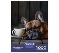 Puzzle 1000 Pièces pour Adultes French Bulldog Coffee Cup Puzzles pour Adultes, Jeu De Réflexion Difficile, Cadeau Unique pour Un Anniversaire Ou Noël 70x50cm/1000pcs