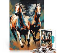 Puzzle 1000 pièces pour Adultes Frères Horseses pour Le Jeu éducatif Challenge Toy Décoration Murale, Cadeaux Uniques pour Anniversaire et Noël 75x50cm