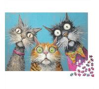 Puzzle 1000 Pièces pour Adultes Funny Cats Art Print-1 Puzzle pour Adultes - Découpe De Précision - Jeu Difficile Et Stimulant - Jeu Intellectuel 38x26cm/1000pcs