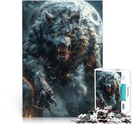 Puzzle 1000 pièces pour Adultes Fureur du Loup-Garou de la Pleine Lune Jouets de Jeu Convient pour la décoration de Bureau 52x38cm
