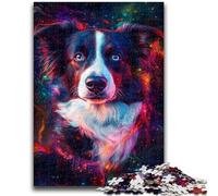 Puzzle 1000 pièces pour Adultes Galaxy Border Collie Jeu de réflexion Décoration Murale Cadeaux d'anniversaire et de Noël Uniques 38x26cm