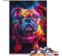 Puzzle 1000 pièces pour Adultes Galaxy Bulldog en Bois, idéal pour Les Anniversaires, Halloween, Thanksgiving et Pâques(50x75cm)