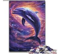 Puzzle 1000 pièces pour Adultes Galaxy Dolphin en Bois, idéal pour la décoration de la Maison et du Bureau, Cadeau d'anniversaire idéal 50x75cm DIY Art Decor, Cadeau d'anniversaire idéal