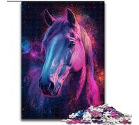Puzzle 1000 pièces pour Adultes Galaxy Horse en Bois, Cadeau Amusant et activité pour la Maison 50x75cm pour la décoration intérieure, l'entraînement cérébral et Les Cadeaux de Vacances