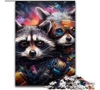 Puzzle 1000 pièces pour Adultes Galaxy Raccoon Puzzle en Bois, pour Les Anniversaires, Noël, Halloween, Thanksgiving, Pâques 1000 pièces(50x75cm)