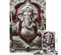 Puzzle 1000 pièces pour Adultes Ganesh Dieu Hindou décoration Murale pour Un Père Noël Secret Jeu Relaxant Collection d'artistes Beaux-Arts Format 50x75cm