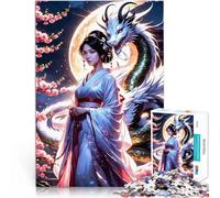 Puzzle 1000 pièces pour Adultes Geisha Dragon Japonais Jouets de Jeu pour Cadeau Familial Améliorer la mémoire 38x26cm