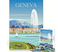 Puzzle 1000 pièces pour Adultes,Genève,Suisse,Assemblage Fin,Jeu de réflexion Amusant et Calme,idéal pour Une décoration de Noël (38x26cm)