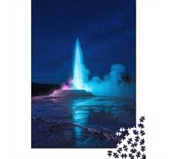 Puzzle 1000 pièces pour Adultes, Geyser Eruption Under Starry Night Sky | Pour une activité qui demande de la patience : ce puzzle 1000 pièces adulte convient à un loisir calme sans écran.
