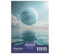 Puzzle 1000 Pièces pour Adultes Giant Moon Over Ocean Puzzle Adulte Jeu Manuel Vacances À La Maison Passer Le Temps Réduction du Stress Cadeaux 52x38cm/1000pcs