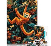 Puzzle 1000 pièces pour Adultes : Gibbon de la forêt Tropicale, Jeu Stimulant et Jeu Familial, Cadeau d'anniversaire, décoration Murale (75x50cm)