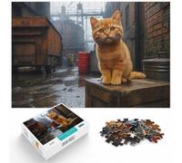 Puzzle 1000 pièces pour Adultes, Ginger Cat in Urban Setting | Puzzle pour adultes avec 1000 pièces : dans un format classique de l'ensemble du défi pour adultes.