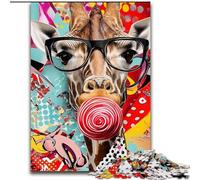 Puzzle 1000 pièces pour Adultes Girafe Graffiti Puzzle 1000 pièces Jeu interactif Familial, Cadeau Casse-tête, Jouet éducatif (Taille 26x38cm)