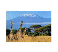 Puzzle 1000 pièces pour Adultes - Girafe, Kilimandjaro, Afrique, Jeu de Puzzle, Jouet pour Enfants,50x70cm
