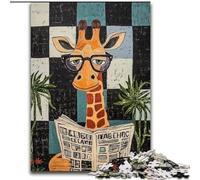 Puzzle 1000 pièces pour Adultes Girafe lisant Un Journal Puzzle 1000 pièces Jeu interactif Familial, Cadeau Stimulant (Taille 26x38cm)