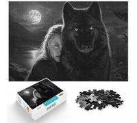 Puzzle 1000 pièces pour Adultes, Girl and Wolf Black and White | Pour la période de l'Avent : ce puzzle 1000 pièces adulte offre une activité calme entre deux moments festifs.