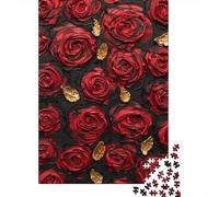 Puzzle 1000 Pièces pour Adultes Glamorous Red Roses Decor Puzzles pour Adultes Améliorent La Mémoire Un Défi À Relever Cadeaux Uniques pour Un Anniversaire Ou Noël 70x50cm/1000pcs