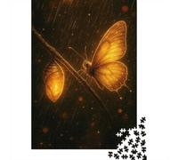 Puzzle 1000 pièces pour Adultes, Golden Butterfly and Chrysalis in Rain | Comme idée cadeau de Noël : ce puzzle pour adultes avec 1000 pièces convient aux longues soirées de décembre.