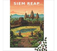 Puzzle 1000 pièces pour Adultes Golden Dawn Over Angkor Wat | Découpe de précision Chaque pièce est unique Idéal comme cadeau pour toute la famille 38x26cm