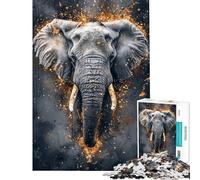 Puzzle 1000 pièces pour Adultes Golden Echo Elephant Majesty Jeu intellectuel Jeu Pratique Assemblage de Motifs Cadeau d'anniversaire (Taille 38x52cm)