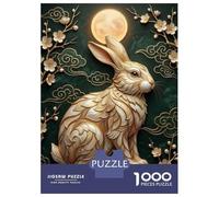 Puzzle 1000 Pièces pour Adultes Golden Rabbit Under The Moon Puzzles pour Adultes Analyse Et Logique Liste De Souhaits avec Le Père Noël Cadeaux Uniques pour Un Anniversaire Et Noël 38x26cm/1000pcs