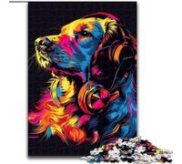Puzzle 1000 pièces pour Adultes Golden Retriever avec Casque Puzzle Cadeau DIY Amusant adapté à la décoration de la Maison, du Salon ou du Bureau (Taille : 50x75cm)