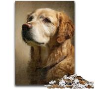 Puzzle 1000 pièces pour Adultes Golden Retriever Family Fun pour est idéal comme Cadeau pour Toute la Famille à partir de 14 Ans 26x38cm