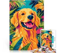 Puzzle 1000 pièces pour Adultes Golden Retriever Heureux Nature Art Minimaliste Jeu Stimulant Décoration Parfaite 52x38cm