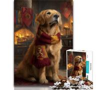 Puzzle 1000 pièces pour Adultes Golden Retriever Magique 1000 pièces pour Adultes et Adolescents Jouet éducatif intellectuel décompressant Cadeaux du Père Noël Secret 38x26cm