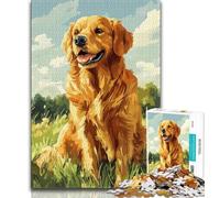 Puzzle 1000 pièces pour Adultes Golden Retriever Portrait Jigsaw, Jeux éducatifs Décoration de la Maison Convient pour la décoration de Bureau (Taille 38x26cm)