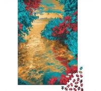 Puzzle 1000 pièces pour Adultes, Golden River with Teal and Red Foliage