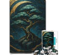 Puzzle 1000 pièces pour Adultes, Golden Tree on Teal Abstract Background | Profitez d’une activité puzzle du Nouvel An pendant les w nds de janvier, pour se détendre.
