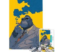 Puzzle 1000 pièces pour Adultes Gorille en Costume fumant Un Cigare Jeu de Manipulation éducatif et Stimulant pour s'amuser en Famille (Dimensions 50x75cm)