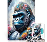 Puzzle 1000 pièces pour Adultes Gorille Fantastique Jeu Familial Anti-Stress Défi Difficile Décoration d'intérieur 75x50cm