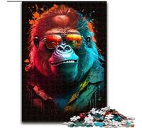 Puzzle 1000 pièces pour Adultes, gorilles colorés avec Lunettes, Cadeau à Faire soi-même, Amusant, adapté à la décoration de la Maison, du Salon ou du Bureau (Taille : 50x75cm)