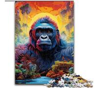 Puzzle 1000 pièces pour Adultes, gorilles colorés, idéal pour la décoration de la Maison et du Bureau, Les fêtes, Les Anniversaires et Les Cadeaux de Vacances (Taille 26x38cm)