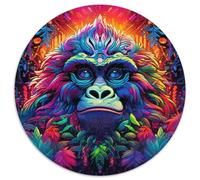 Puzzle 1000 pièces pour Adultes Gorilles colorés Puzzle Rond 1000 pièces Cadeaux Activité éducative pour Les compétences cognitives Amélioration des compétences cognitives (67,5x67,5cm)