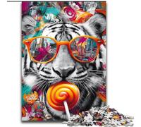 Puzzle 1000 pièces pour Adultes Graffiti Tiger Puzzle 1000 pièces Jeu de réflexion Stimulant à Faire soi-même, activité familiale Interactive (Taille 50x75cm)