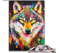 Puzzle 1000 pièces pour Adultes Graffiti Wolf Puzzles impossibles pour Adultes 26x38cm Décoration intérieure, entraînement cérébral et Cadeaux de Noël